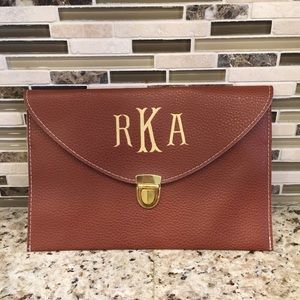 3/$15 SALE! Initial RKA Monogrammed Personalized Brown Clutch Bag